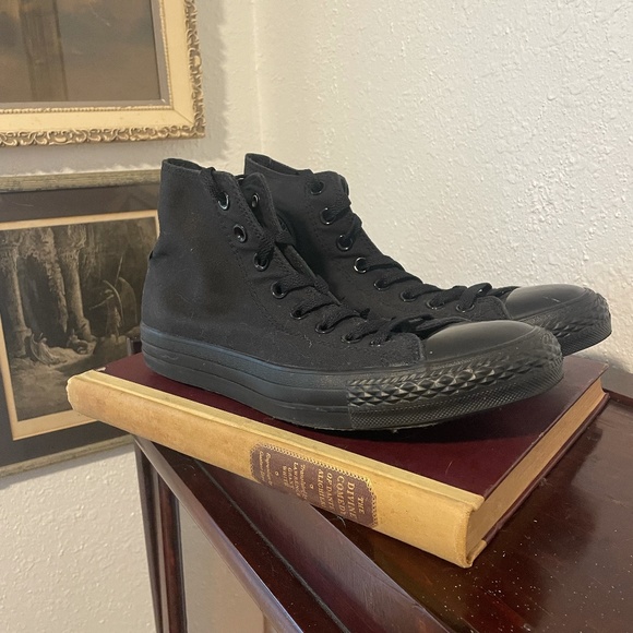 Converse Shoes - All Black Canvas Converse High Tops